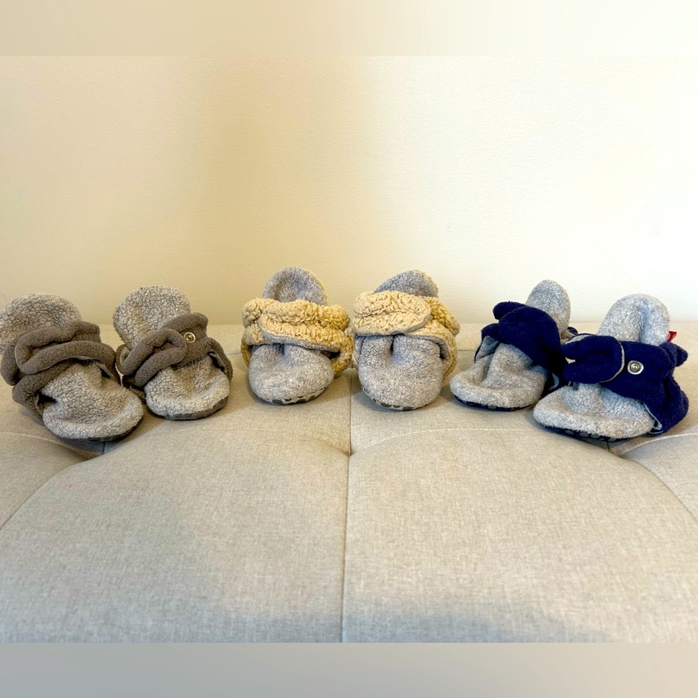 Zutano cozie fleece booties, multi color, size 12mo